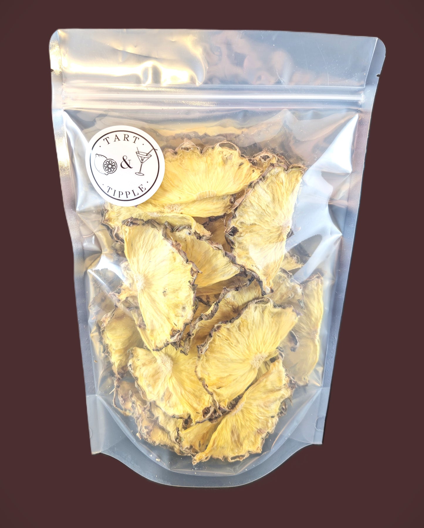 Dehydrated Pineapple Half Moon shape in retail pouch